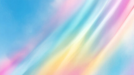 Obraz premium Abstract clear blue sky. Pastel rainbow. Light blue, pink and yellow color vector banner. Pastel gradient sky pattern. Blurred light fuzz colorful gradient background. Vector soft horizontal backdrop