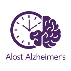 Alzheimer’s Awareness Vector with Brain, Heart, Helping Hands, and Purple Ribbon – Flat Solid Color Medical Design for Memory Loss and Dementia Support