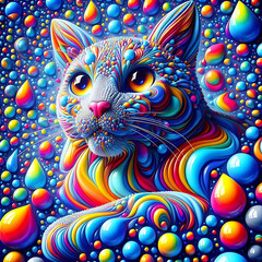 Fototapeta premium Galactic Cats: Bright Tails from Tomorrow, Future Cats: Neon Dreams, Color Cats from Another Dimension, Techno Cats: A Vibrant Sci-Fi Collection