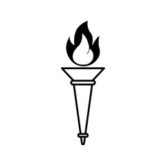 Torch flame icon flat style isolated on white background. Vector illustration
