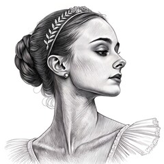 Engraved Portrait of Graceful Ballerina - Elegant Dancer