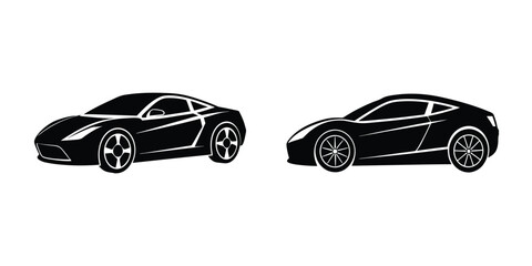 Naklejka premium Concept Showing a Streamlined Sports Car Blasting Off in Angled View Flat Silhouette on White Background
