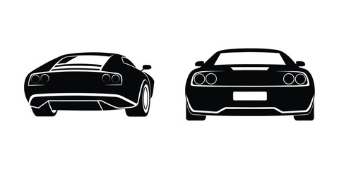 Obraz premium Fast Sports Car Rear View Skimming The Pavement Fl Silhouette on White Background