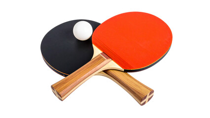 Pair of table tennis paddle and ball isolated on a white background