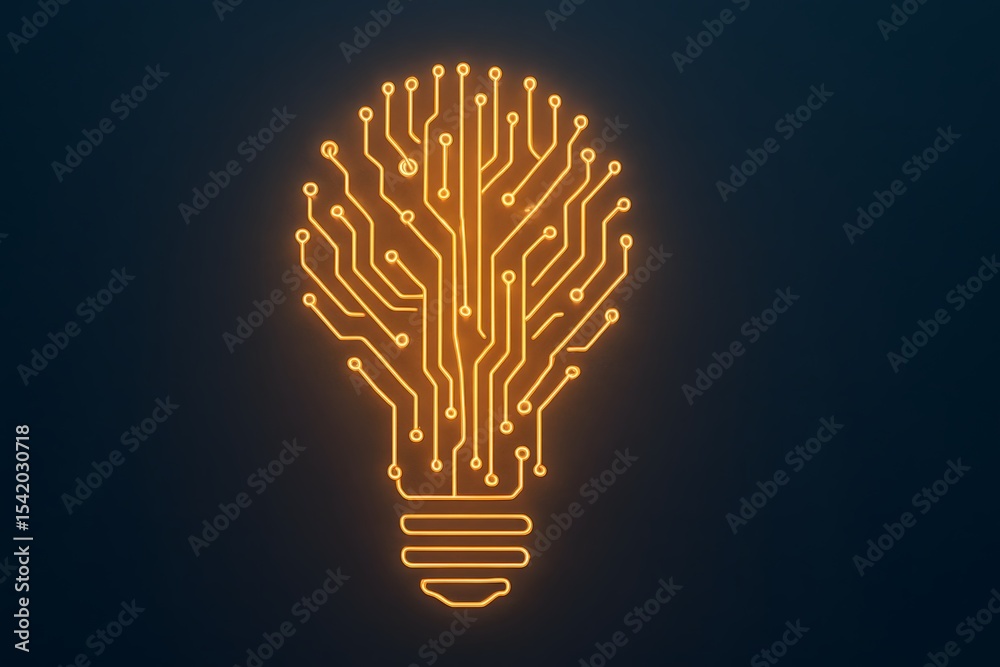 Poster Lightbulb with Circuit Pattern Representing Innovative Technology