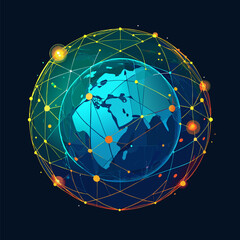 An Abstract Globe Made of Interconnected Glowing Lines for Digital Network, Global Connections, Technology Concepts, Futuristic Data Visualization, and Modern Creative Designs