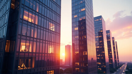 Sunset Palette on Glass Towers