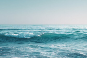 Fototapeta premium Minimal Ocean Horizon with Soft Turquoise Waves and Light Sky