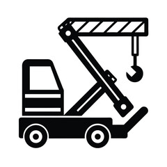 Utility Truck with Crane Arm Silhouette