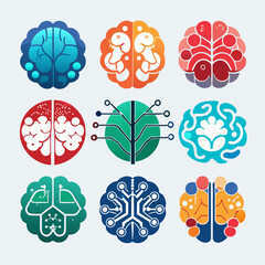 Artificial Intelligence Brain Logo Design, Technology and AI Concept for Innovation and Digital Solutions, Vector Illustration