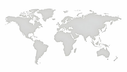 World Map Illustration on White Background Global View