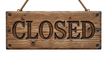 VIntage wooden CLOSED sign in transparent png