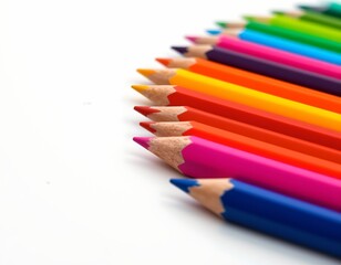 Fototapeta premium a collection of vibrant pencils stacked together, with a variety of colors visible, including blues, greens, reds, purples, yellow