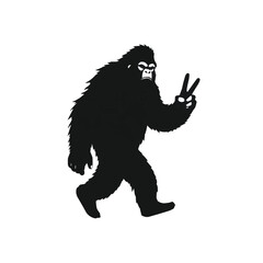 Fototapeta premium Yeti or Bigfoot with Peace Sign
