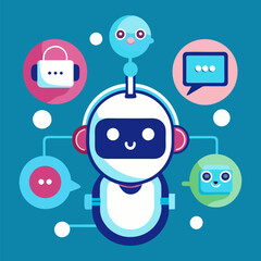 AI Chatbot Logo Collection Featuring Speech Bubble, Digital Assistant, Artificial Intelligence, Messaging, Technology, Communication, Modern Design, and Smart Bot Vector Icons Set