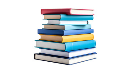 Stack of colorful books isolated on white background