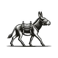 Naklejka premium Donkey engrave illustration logo icon design