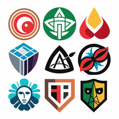 Art Logo Collection Featuring Abstract Shapes, Creative Designs, Modern Illustration, Paint Elements, Brush Strokes, Contemporary Art, and Artistic Vector Icons Set