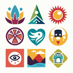 Art Logo Collection Featuring Abstract Shapes, Creative Designs, Modern Illustration, Paint Elements, Brush Strokes, Contemporary Art, and Artistic Vector Icons Set