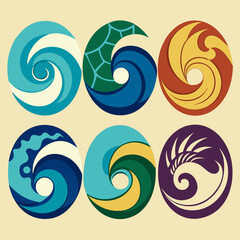 Artistic Wave Symbol Collection Featuring Ocean Waves, Water Flow, Abstract Curves, Fluid Design, Nature Elements, Marine Patterns, and Creative Vector Icons Set
