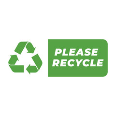 Green Recycle Badge Icon with Eco-Friendly Message