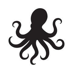 Fototapeta premium Octopus silhouette icon vector illustration on white background. Octopus symbol design.