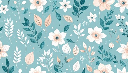 Chic seamless floral pattern with light blooms and subtle leaf accents.