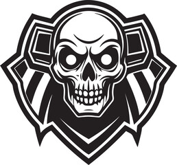 Geometric Gothic Skull – Black and White Dark Art Illustration