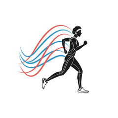 Dynamic Runner Silhouette with Speed Lines and Energy Trails Vector Illustration