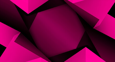 Geometric Abstract: Pink & Black 3D Shapes Design