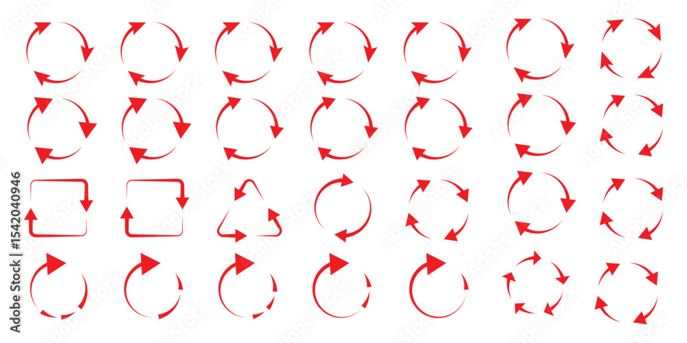 Wall mural circle arrow icon set. refresh and reload icon set. recycle arrow vector icon, recycling symbol, reu