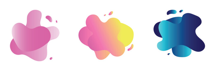 Abstract shapes design fluid background elements vector or colorful liquid creative geometric splashes figures isolated white backdrop modern trendy illustration 