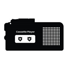 Cassette Player Silhouette. Black and White Icon Design Elements on Isolated White Background