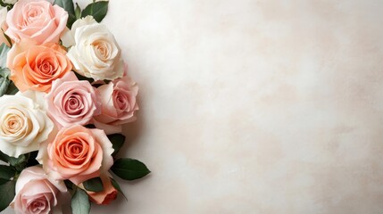 The image features a beautiful arrangement of soft pink and cream roses, showcasing their delicate beauty and bringing a sense of elegance and romance to any setting.