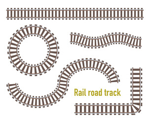 デフォルメされた線路のイラストセット