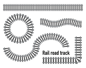 デフォルメされた線路のイラストセット