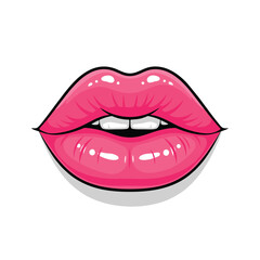 red lips isolated on white background