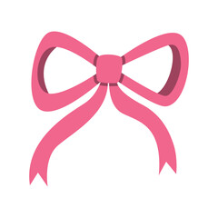 Pink Decorative Ribbon Bow Isolated on White Background – Simple and Elegant Illustration for Holiday Greeting Cards, Gift Wrapping, Feminine Projects, and Festive Graphic Design Elements