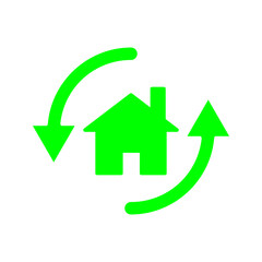 Real Estate Investment with Circular Arrows and Dollar Signs Representing Property Cash Flow
