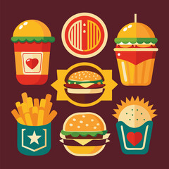 Fast Food Delivery Logo with Scooter Icon on White Background, Quick Meal Branding, Takeaway and Courier Service, Modern Culinary Vector Illustration
