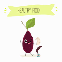 Cherry, fruit, dogwood, cornelian, cornus, funny cheerful characters. Vector hand drawn  illistration.