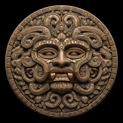 Ancient cultural mask museum exhibit art detail dark background