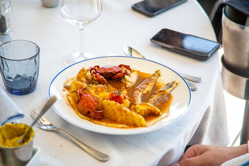 Bouillabaisse, a traditional fish soup from the south east of France.