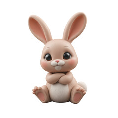 Obraz premium 3D plastic style icon of a cute rabbit, bunny