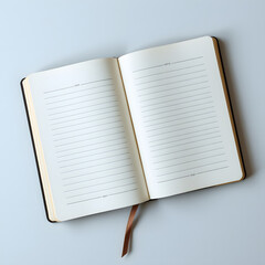 An open journal on pale background represents quiet intention new beginning or mental space for reflection planning and emotional writing