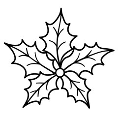Holly Leaves line art vector