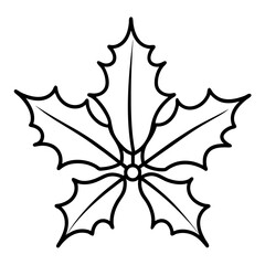 Holly Leaves line art vector