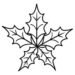 Holly Leaves line art vector