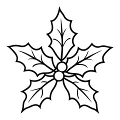 Holly Leaves line art vector