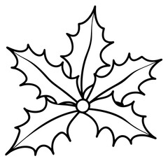 Holly Leaves line art vector
